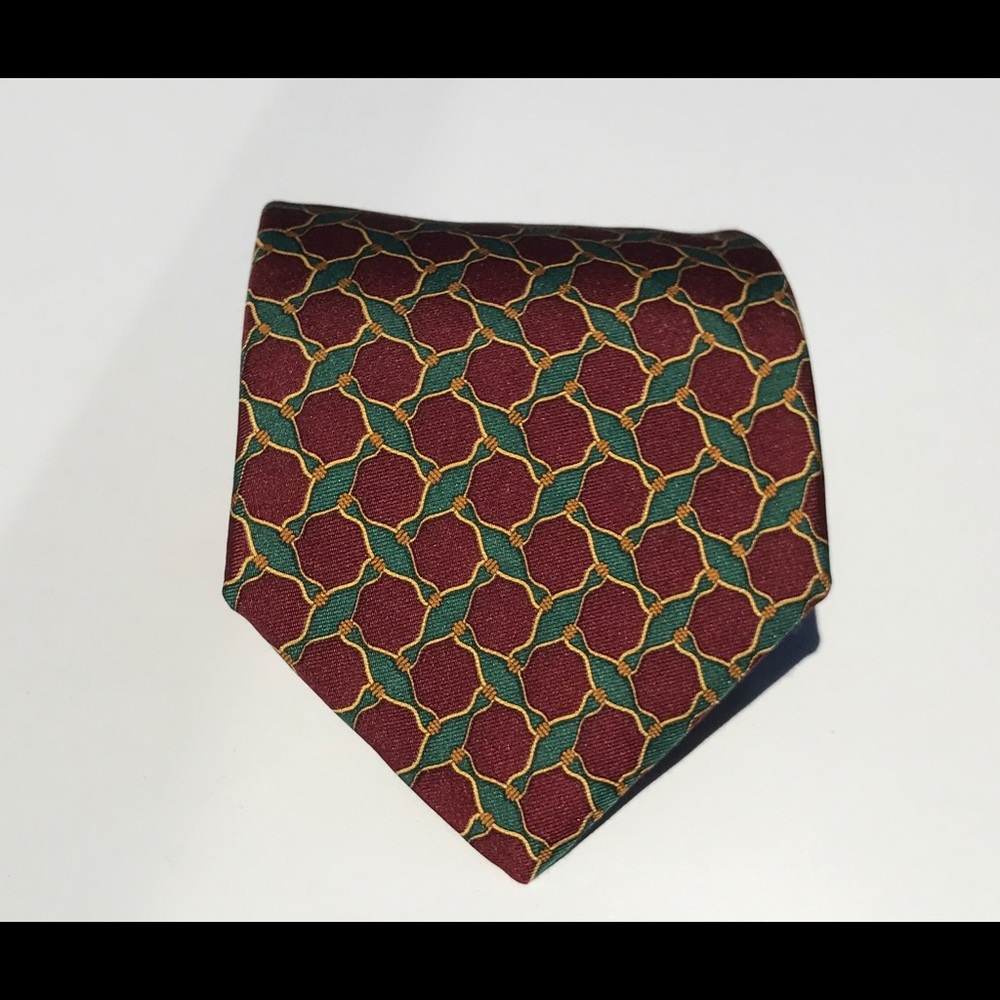 Brooks Brothers Maroon with Green/Gold Neck Tie